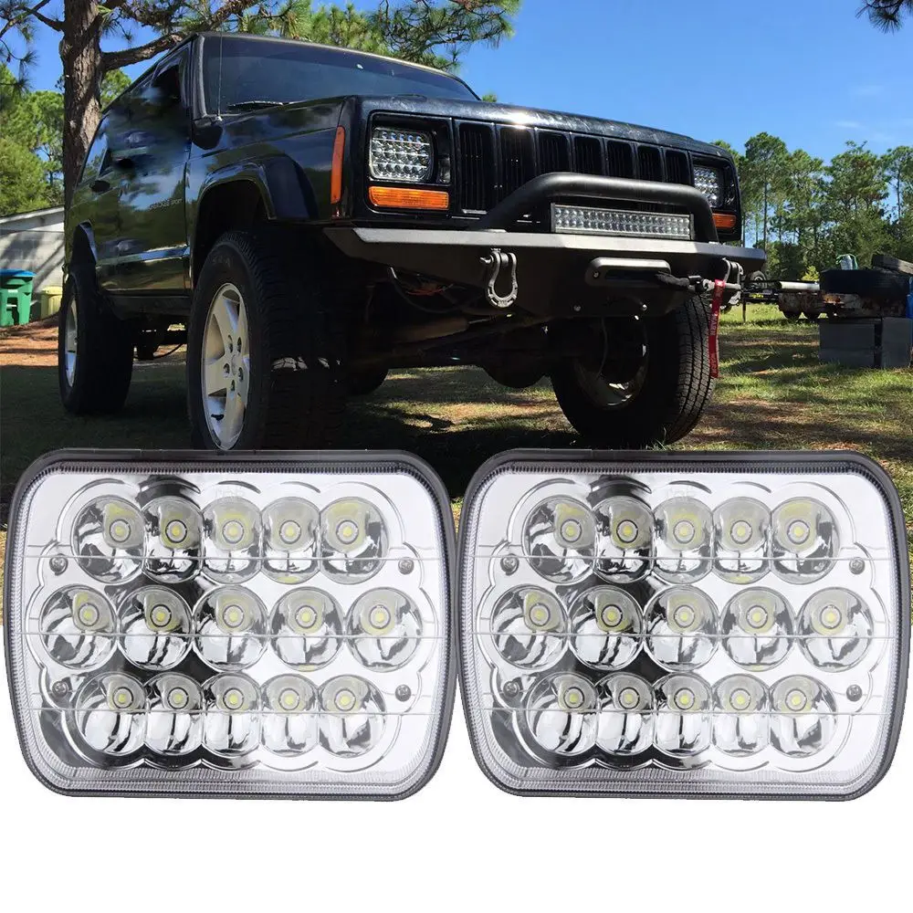2PC 5X7 7X6 Sealed Beam LED Headlight Replacement for Jeep Cherokee XJ Trucks