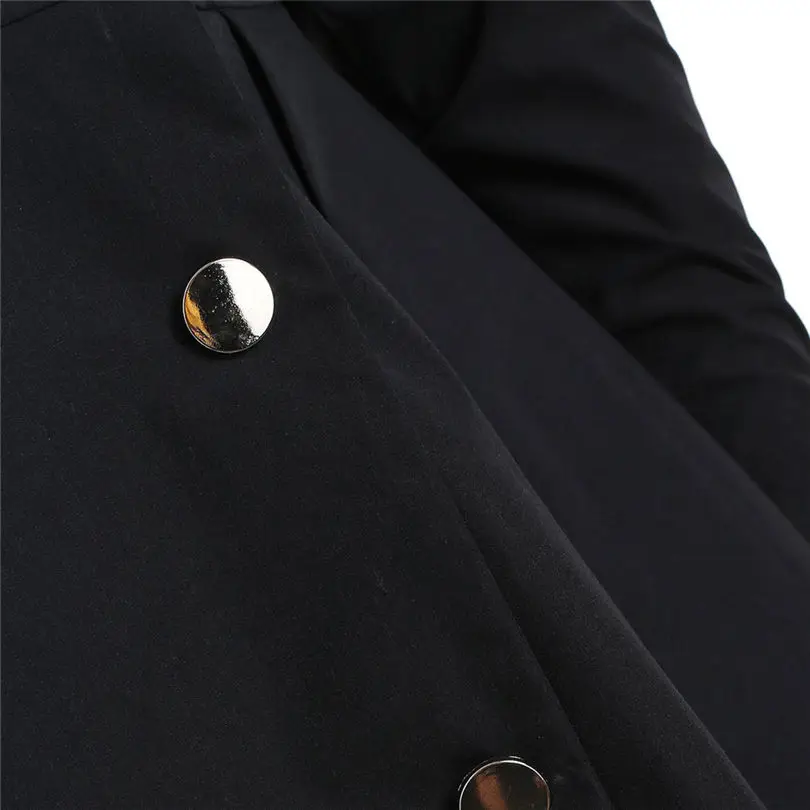 New Women fashion Plus Size Asymmetric Keep Warm Fleece Hooded Single Breasted Long Drap Buttons Coat #4F10 (14)