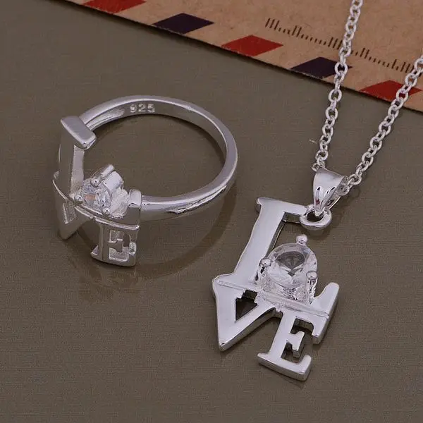

AS416 Hot 925 sterling silver Jewelry Sets Ring 499 + Necklace 919 /bsuakkba aquajiba
