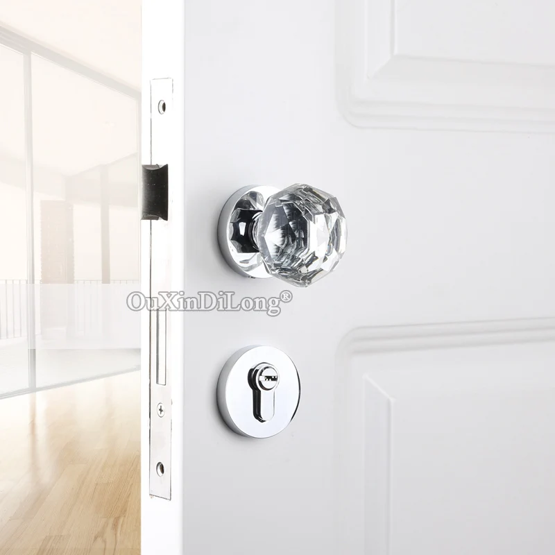  Elegant Luxury European Crystal Door Lock Set Copper Interior Door Knobs Lock for Living Room Bedro - 33021692712