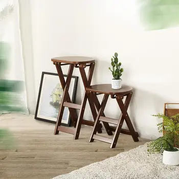 

Solid wood creative folding stool modern minimalist dining stool portable bar stool color shoe bench kitchen high stool