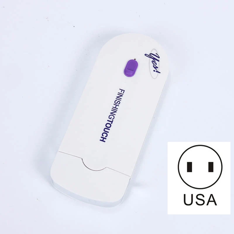 2 в 1 Электрический эпилятор для удаления волос, безболезненный женский эпилятор, бритва, мгновенный и безболезненный Бесплатный сенсорный светильник, зарядка через USB - Цвет: White USA Plug