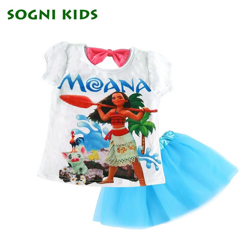 Buy Cheap Moana 2-7Y Summer Suit for baby Girl Children Kids Princess Set Cute Short Dress Sequined Crown Cotton Party Dresses for kids