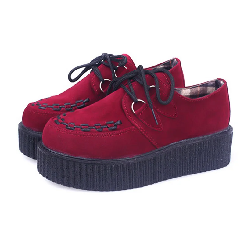 Обувь на толстой мягкой подошве; женская обувь на платформе; Новинка года; женская обувь на плоской подошве; женская обувь на шнуровке; tenis feminino; большие размеры 35-41 - Цвет: Suede Red