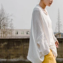 Новая свободная женская футболка с надписью «Mori girl art» большого размера, хлопковый и льняной пуловер с рукавами «летучая мышь»