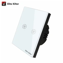 

Elite Kilter EU/UK Standard 3.4*3.4 inch Waterproof Touch Switch White Wall Button Light Switch, 2 Gang 1 Way, AC 170V-240V