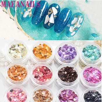 

1set/lot Random 12 Color Crushed Shell Fragment Stone Powder For False Acrylic UV Gel Tip 3D Nail Art Stone Decoration Set