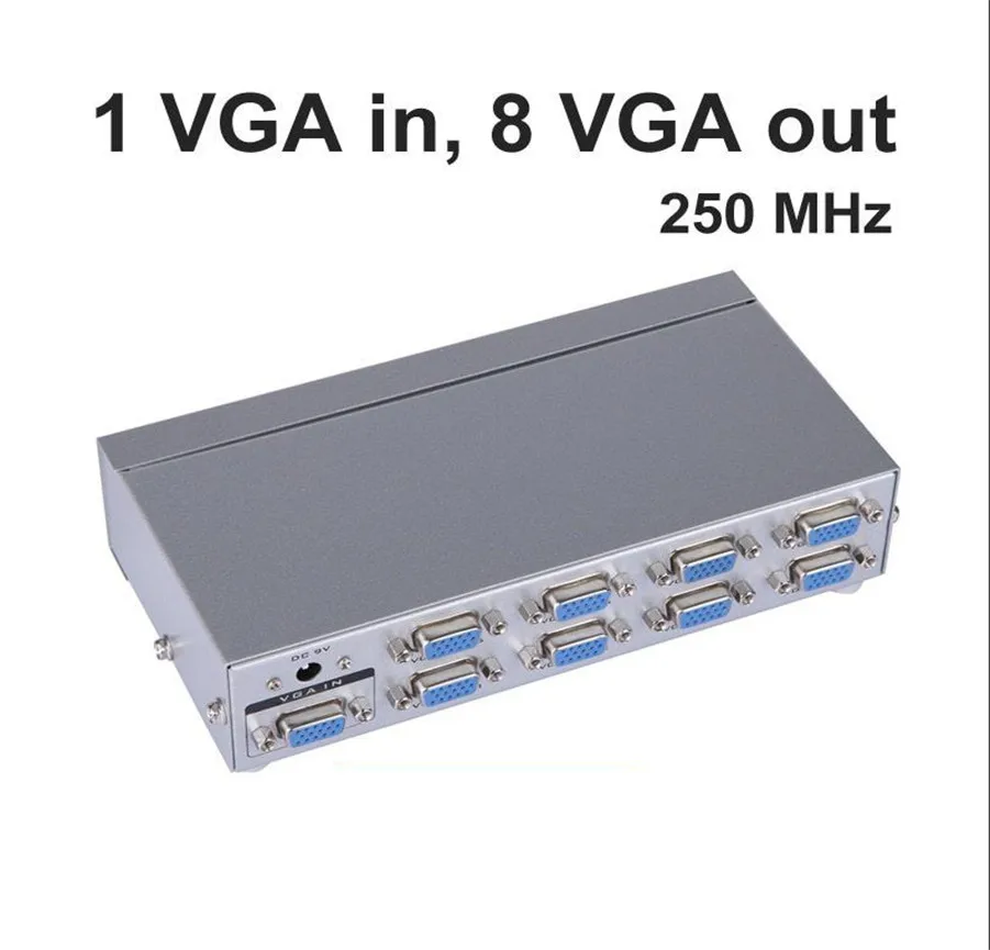 Горячая MT-VIKI 8 порты и разъёмы VGA Splitter 1 в из распределителя Monitore дисплей Gleiche Bild Synchron Hohe Auflsung пропускной способности MT-2508