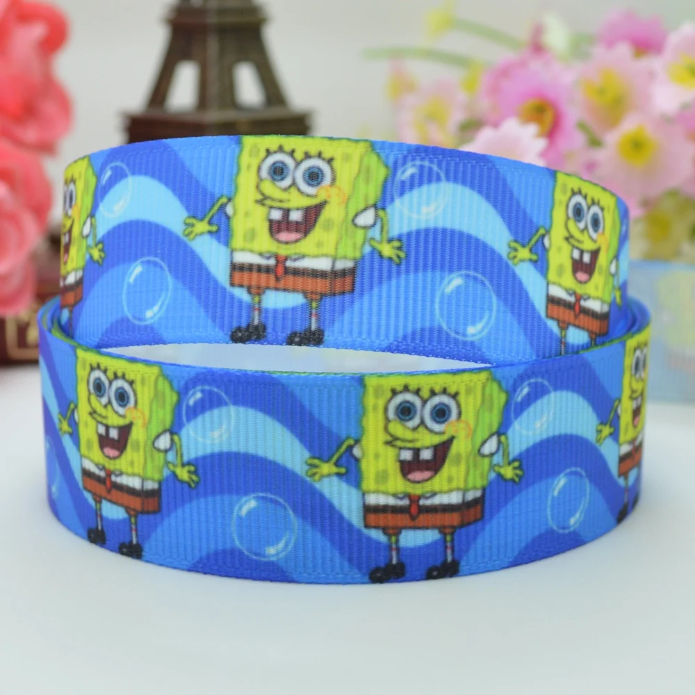 DUWES 7/8" 22mm SpongeBob Printed grosgrain ribbon hair bow DIY handmade wholesale Customization
