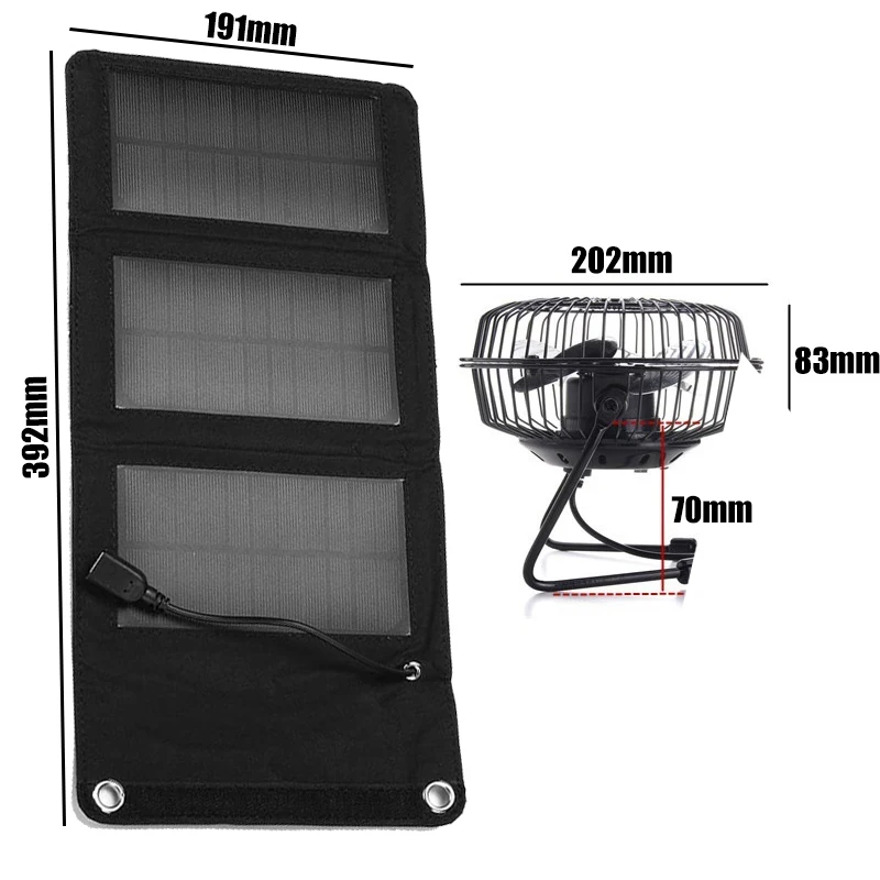 5W Solar Panel 6Inch USB Solar Panel Powered Cooling Fan RV Touring Car Camping Pet Chicken House Ventilator