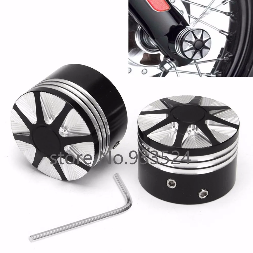 

29mm CNC Edge Cut Front Axle Nut Covers For Harley Sportster XL883 1200 Softail Tri Glide FatBoy Road King Dyna Electra Glide
