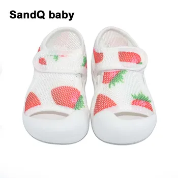 

Strawberry Pineapple Breathable White Air Mesh Baby Toddler Shoes Toe Cap Beach Crib Shoes Foot Protection Infant First Walkers