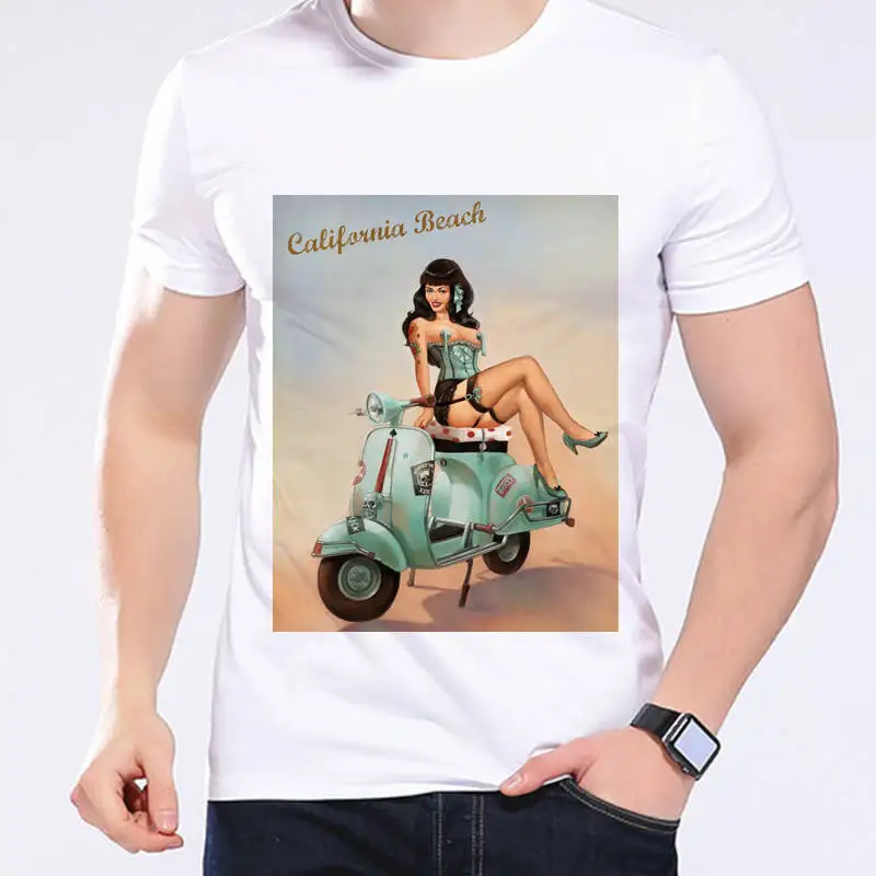 Новая летняя мода Vespa винтажная мотоциклетная цифровая струйная печать мужская с