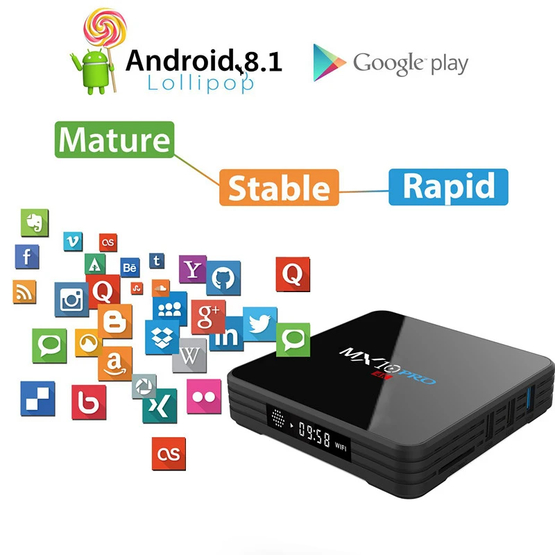 

2019 New Tech Home Set Top Box MX10 PRO Android 8.1 4K Tv Box 4GB 32GB USB 3.0 WiFi BT4.1 HD RK3328 Quad Core