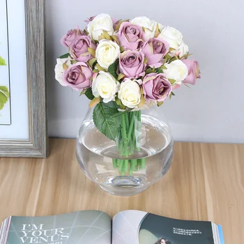 

10 Colors 12PCS/set 25x16cm Artificial Rose Flowers Wedding Bride Bouquet Silk Flowers DIY Home Decor Party Supplies