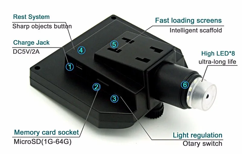 1-600x 3.6MP USB цифровой электронный микроскоп Портативный 8 светодиодный VGA микроскоп с 4," HD ЖК-экраном для ремонта материнской платы