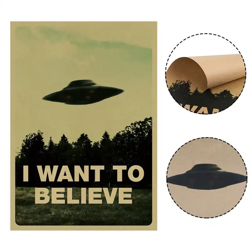 Vintage Classic X FILES /"I Want To Believe/"Home Room Decor Kraft Paper Poster*1