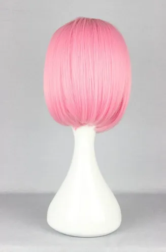 Synthetic Wig Pink Wig Fei-Show Synthetic Heat Resistant Short Wavy Hair Peruca Pelucas Costume Cartoon Role Cos-play Bob Student Hairpiece