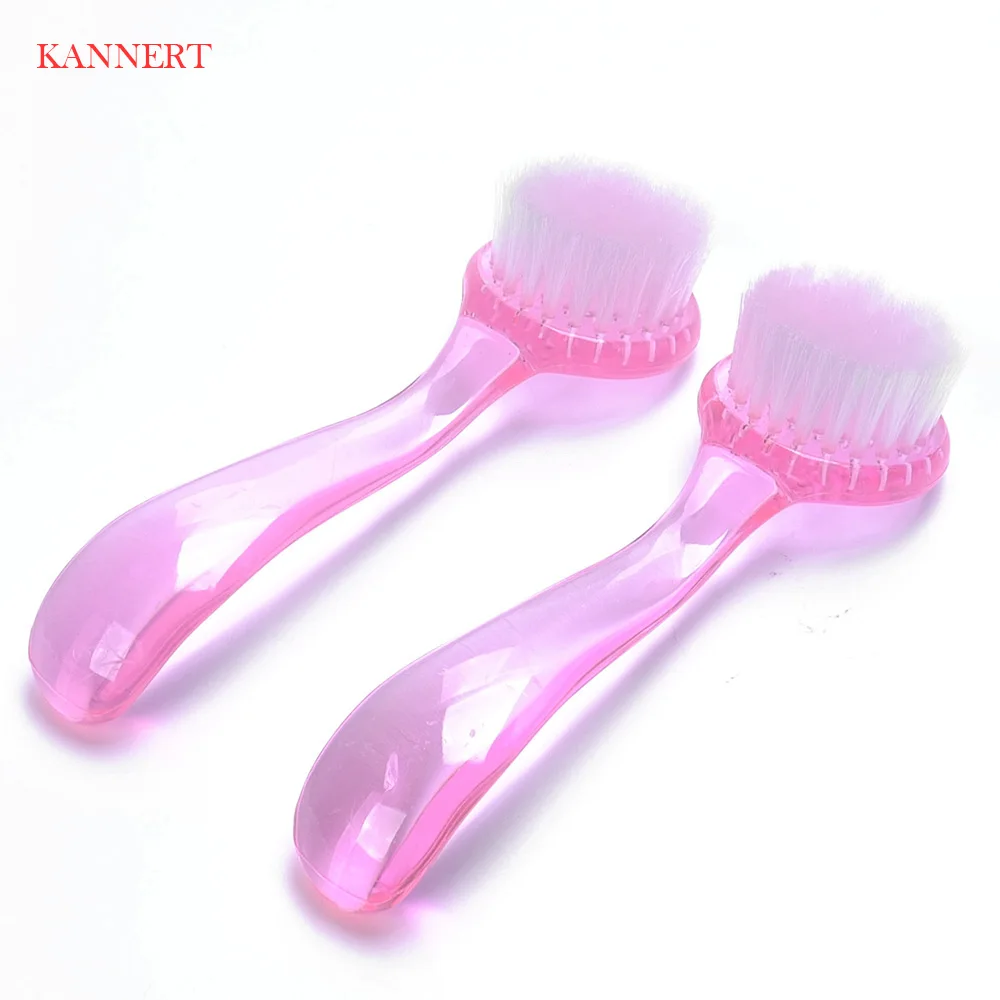 KANNERT 1 шт. пластиковая щетка для ногтей, для макияжа, мытья ногтей, для удаления пыли, круглая головка, щетка для чистки порошка с колпачком, инструменты для педикюра и маникюра