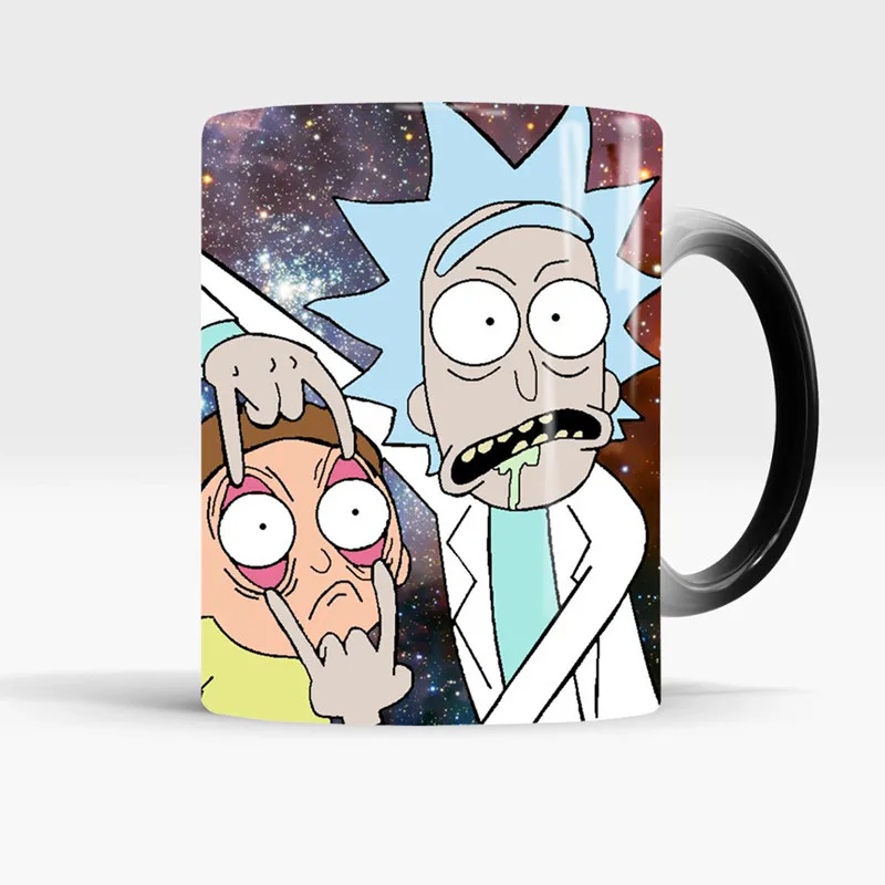 2.3 rick and morty mug changing color Ceramic mug coffee mugs cup moring milk cup magic Heat Sensitive mugs Creative Drinkware gift