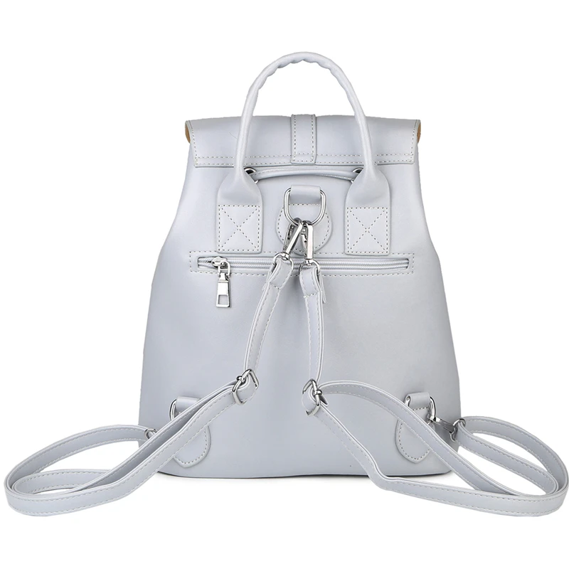 Mujer con cordón de cuero mochilas para chicas adolescentes bolsas de la Escuela de las mujeres de moda Vintage Negro mochila XA950H