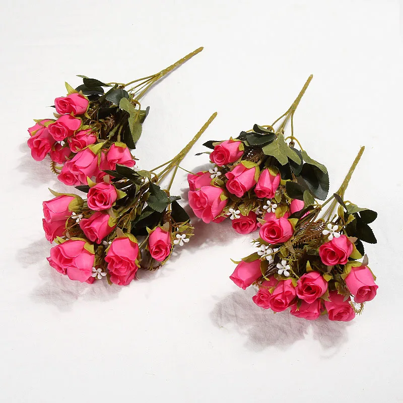 Букет роз большой Премиум искусственный шелк искусственные цветы букет натуральный декоративный цветочный композиция Ремесло Свадьба navidad - Цвет: 4-rose red
