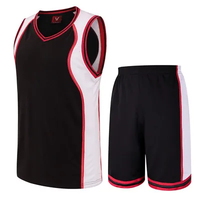 Высокое качество, мужские баскетбольные наборы, мужские баскетбольные майки, спортивные костюмы для взрослых, мужские комплекты для бега, спортивный костюм для взрослых, 3 цвета - Цвет: WD041811 black