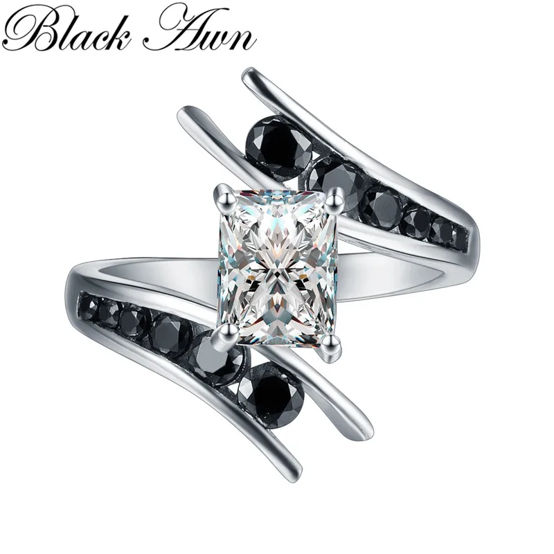 Fine Jewelry 51 Gram 100 Genuine 925 Sterling Silver Row Black Stone Engagement Rings For Women Bague C299 huismerk kopen in de aanbieding Fine Jewelry 51 Gram 100 Genuine 925 Sterling Silver Row Black Stone Engagement Rings For Women Bague C299 huismerk kopen in de aanbieding