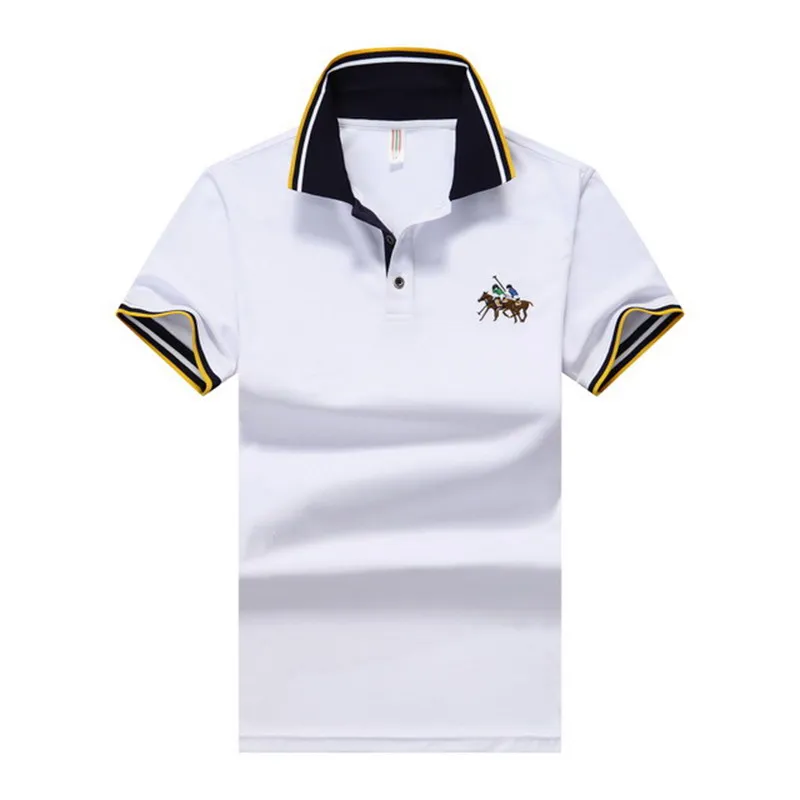 

Summer business casual men's short sleeve Polo lapel pure cotton pure color polo shirt youth large size clothes 1701