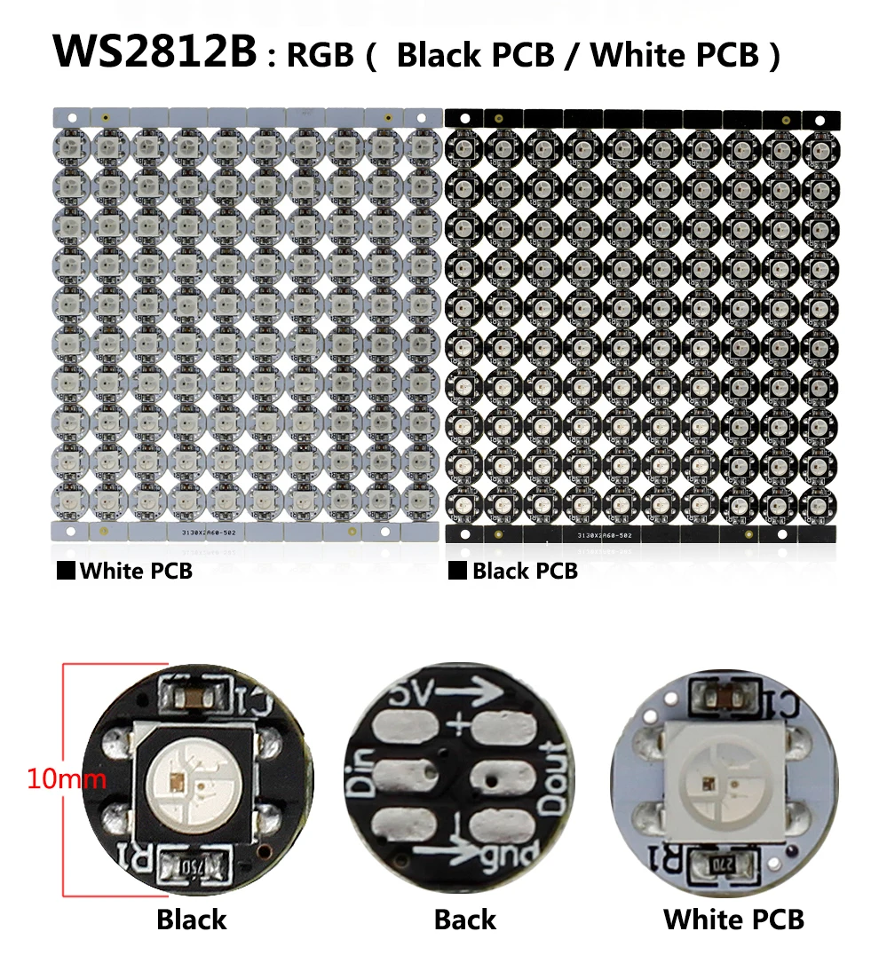 WS2812B SK6812 RGB RGBW RGBWW WWA светодиодный чип с печатной платой радиатора DC5V встроенный IC DIY светодиодный чип 10~ 100 шт