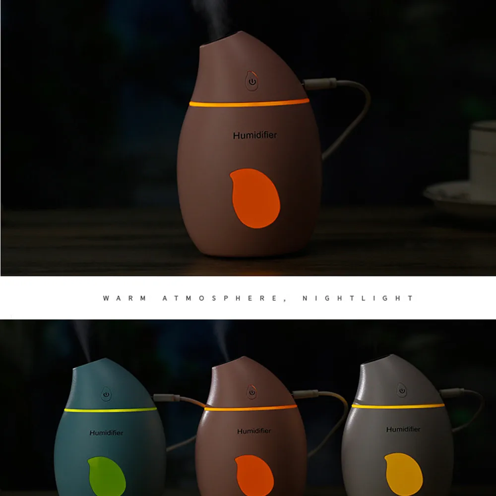

ISHOWTIENDA 160ml mini creative mango ultrasonic humidifier color LED home USB incense diffuser desktop office bedroom#35