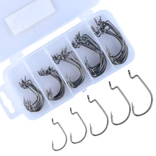 Goture, 50 шт./лот, смещение, широкий зазор, круглый изгиб, черви, рыболовные крючки, кривошипный крючок для ловли окуня и качения