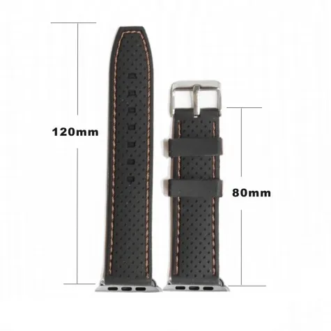 38mm Black With Brown Silicone Watch Band Replacement Apple iWatch