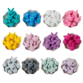 

10 PCS Multi-Colors Hot Sale 25 MM Cute Animal Silicone Beads Teething Beads For DIY Necklace BPA Free Nov3-A