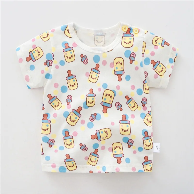 CROAL chery/футболка для маленьких девочек и мальчиков хлопковые детские рубашки модная детская летняя одежда с круглым вырезом для девочек топы, от 73 до 110 см - Цвет: bottle
