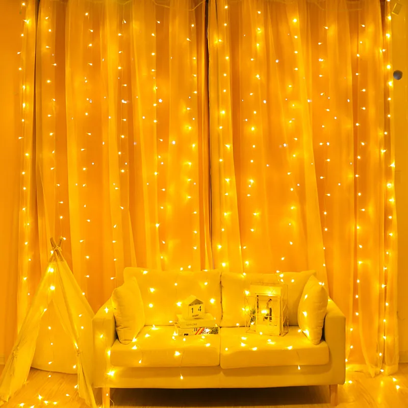 

LED Wedding String Curtain Light Garland 3M Connectable House Garden Party Festival Christmas Wedding Decoration LED Lights