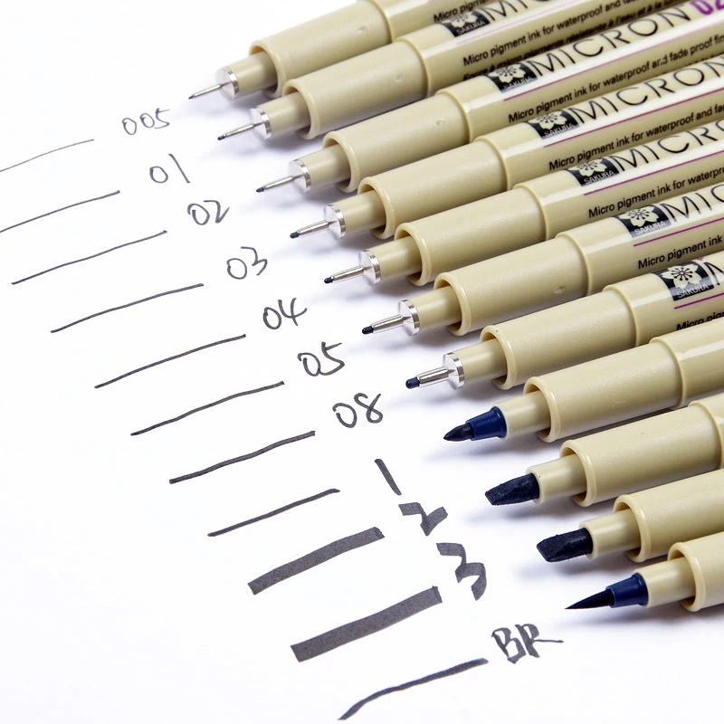 

Sakura Black Marker Pen Drawing Pen Pigma Micron Needle Pen Liner Brush for Design Manga Drawing Comic 13 Different Size