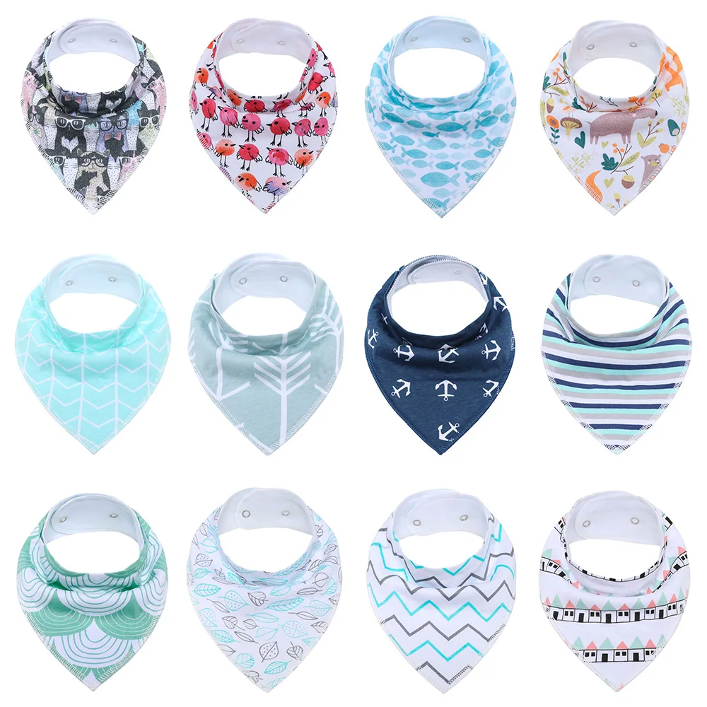 Ajustáveis para Babar e Dentição Útil do Bebê Unissex Bandana Babadores 100% Algodão Presente Conjunto Acessórios 12 Pçs 12 presente conjunto útil do bebê acessórios
