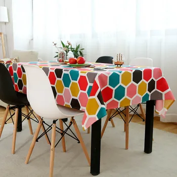 

Honeycomb Geometric Table Cloth Cover Photography Cloth Dustproof Hotel Restaurant Decor Dining Kitchen Table Home Tablecloths