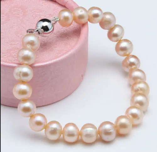 

Genuine natural AAA+ 10-11MM South Sea pink pearl braceletNoble style Natural Fine jewe Fast (D) SHIPPING