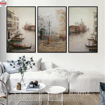 

5D DIY Full Square Diamond Painting Cross Stitch "Venice water city" 3D Diamond Embroidery Rhinestone Mosaic Home Decor 3pcs/set