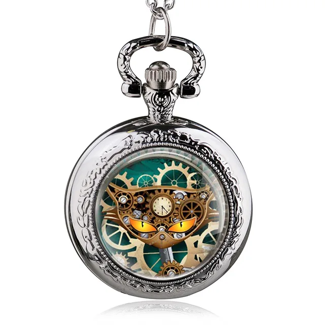 New Arrival Bronze Punk Cat Quartz Vintage Necklace Pocket Watch Man Women Steam New Arrival Bronze Punk Cat Quartz Vintage Necklace Pocket Watch Man Women Steam