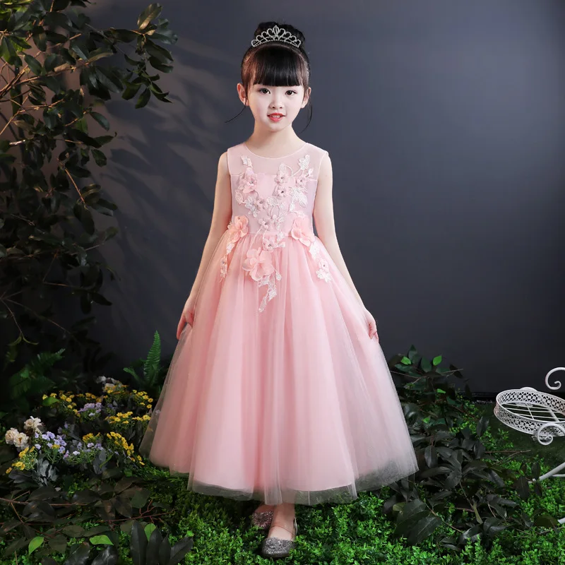 

it's YiiYa Flower Girl Dress for Wedding White Lace Embroid Applique Tulle Ball Gown Kid Party Communion Dress Long 2019 CK2801