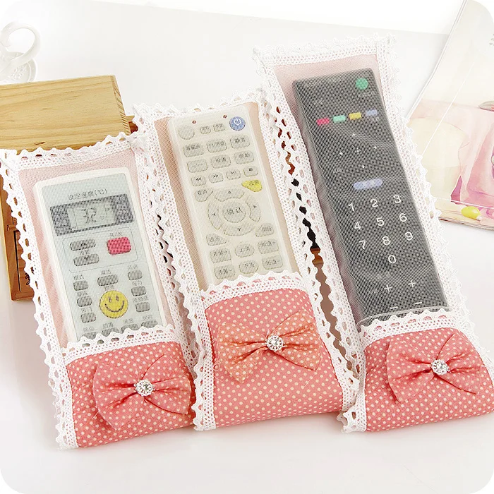

3pcs/lot Remote Control Cover Dot Bow Transparent Lace Tv Air Conditioner Set Top Box Remote Control Dust Cover Protecting