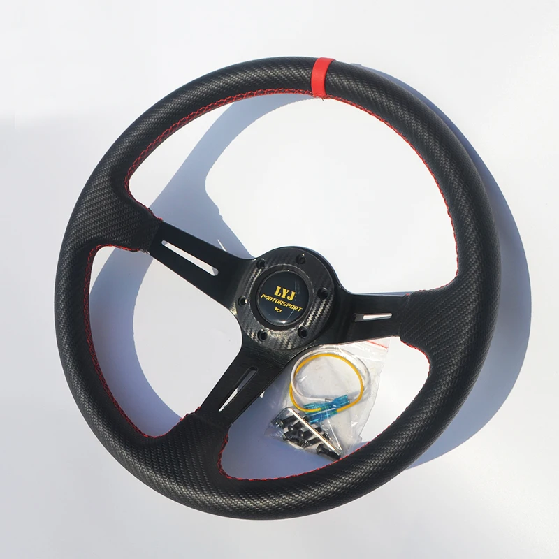 MOM020 Carbon Fiber Look Modified Car Steering Wheel 350mm Universal