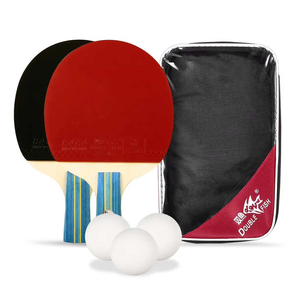 Двойной стол с изображением рыб теннис ракетка для пинг-понга 2 пинг понг весла 3 пинг-понг шары сумка Настольный теннис ракетки