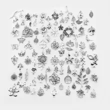 100 шт Смешанные амулеты античное серебряное покрытие цветок джунглей Цинк Подвески из сплавов для DIY аксессуары ручной работы для изготовления ювелирных изделий