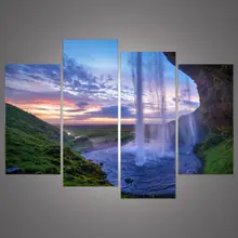 

modern waterfall definition pictures canvas prints Home Decoration living room Wall modular painting Print cuadros(no frame)4pcs