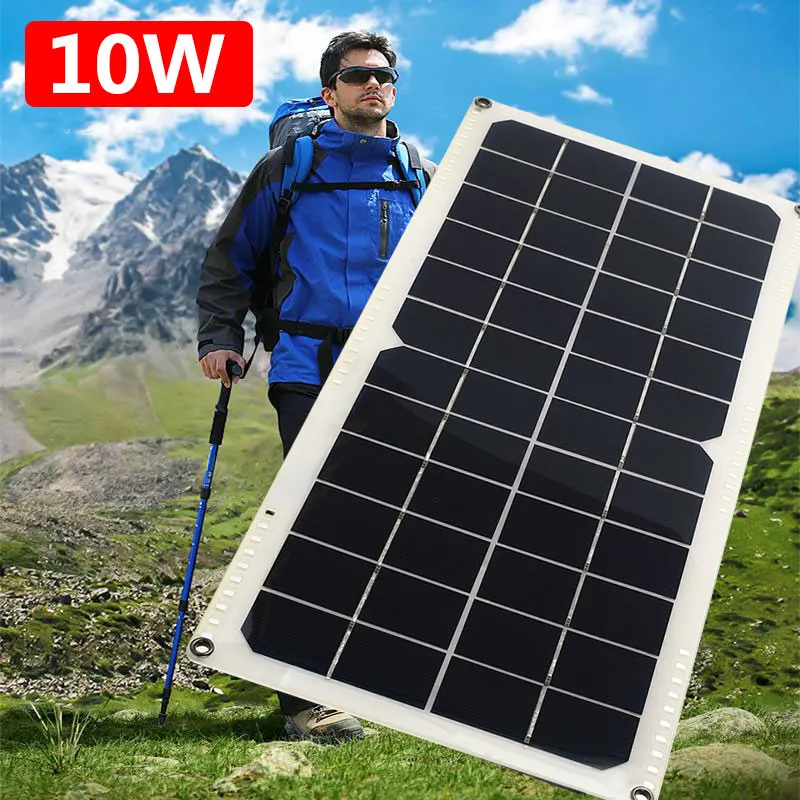 

Solar Panel 10W 42*19cm Monocrystalline Silicon Outdoor Camping Powered Phone Charger Home Improvement Car Module Hiking