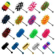 Модные женские мужские ювелирные изделия для пирсинга тела, красочные рок, индивидуальная резиновая штанга Из Нержавеющей Стали, вибрирующий язык, кольцо, 2 батареи